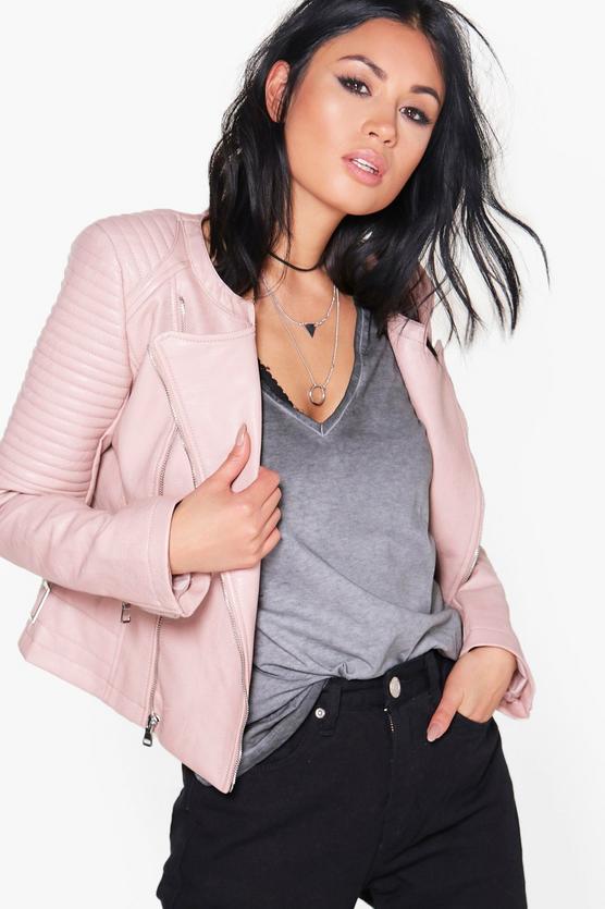 Eleanor Boutique Faux Leather Biker Jacket